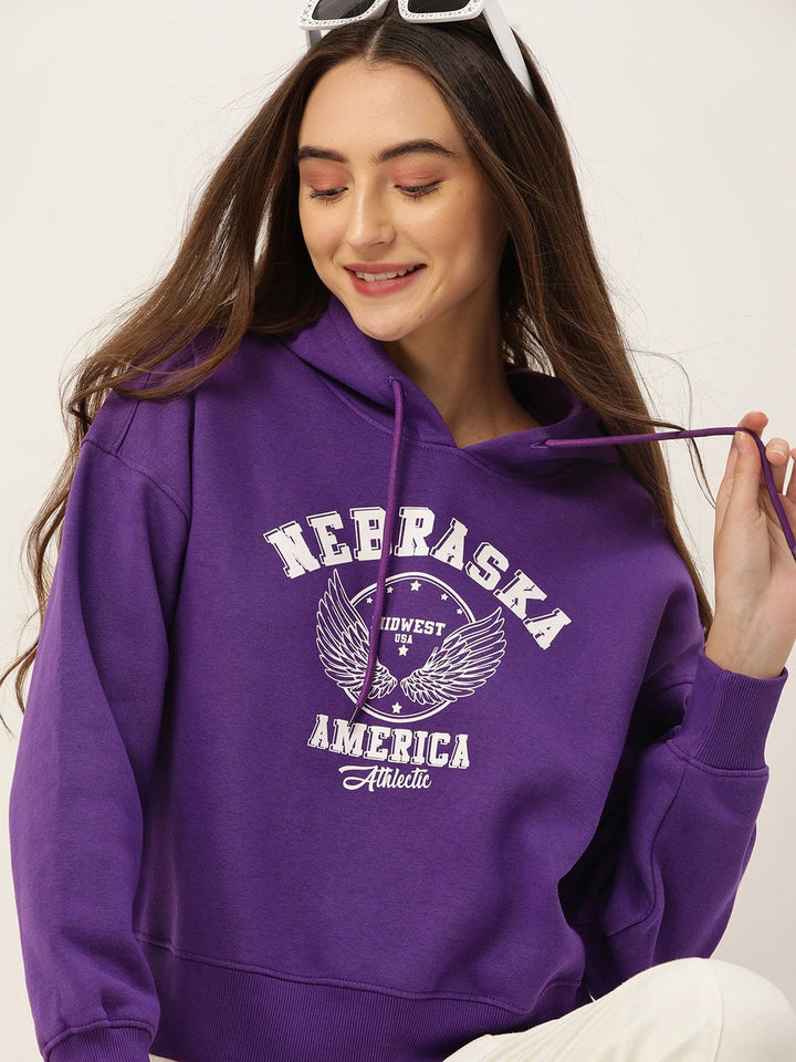 DressBerry Women Printed Hooded Sweatshirt