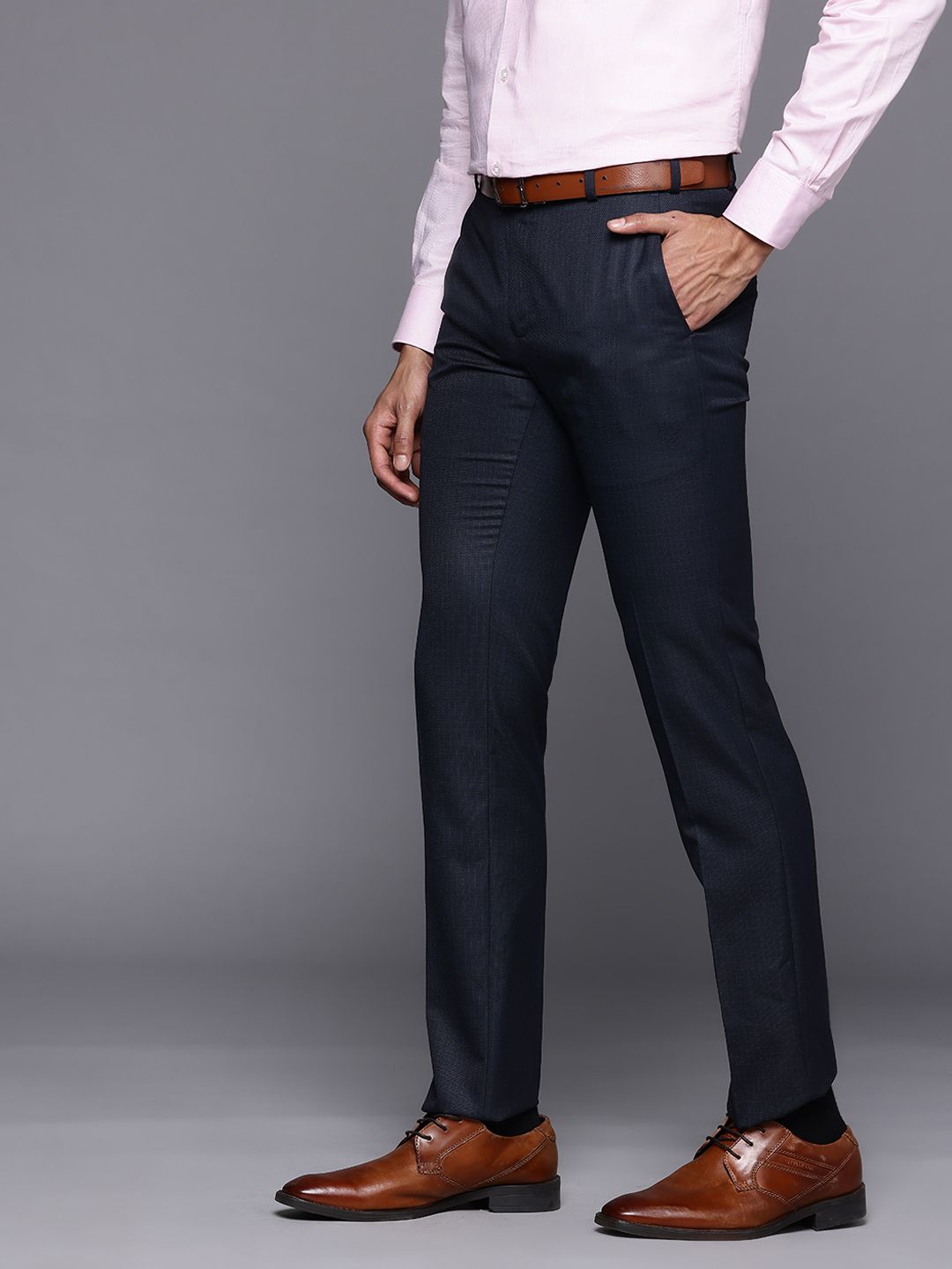Raymond Men Textured Slim Fit Formal Trousers