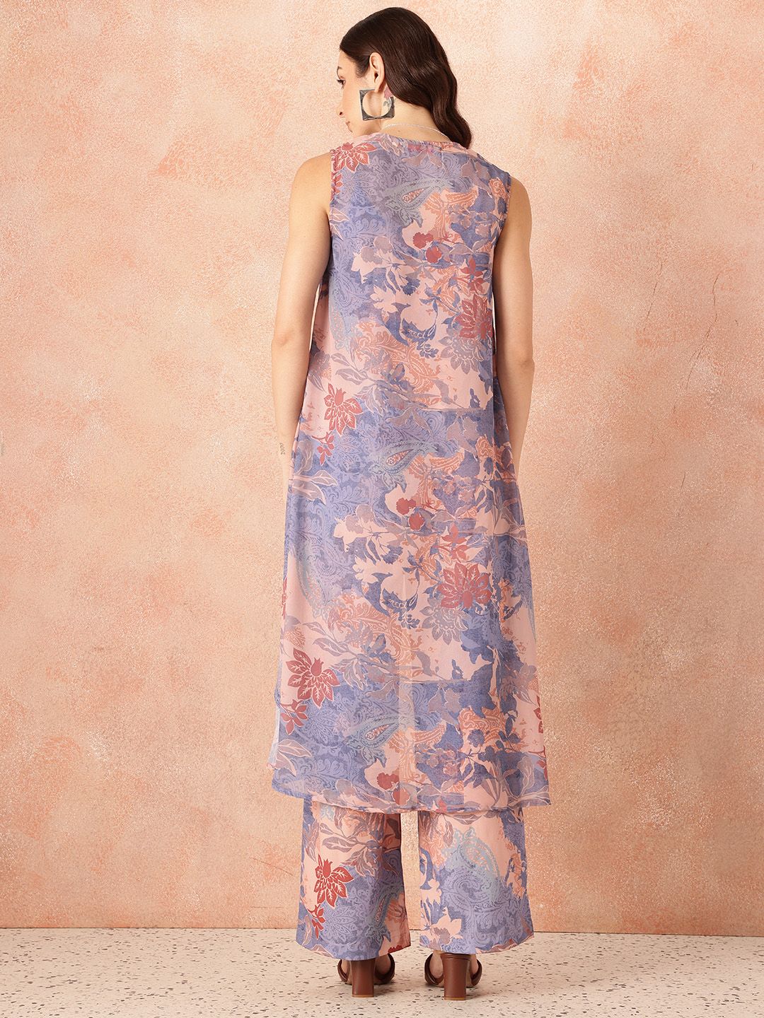 all about you Floral Print Cami Top with Palazzos & Longline Shrug