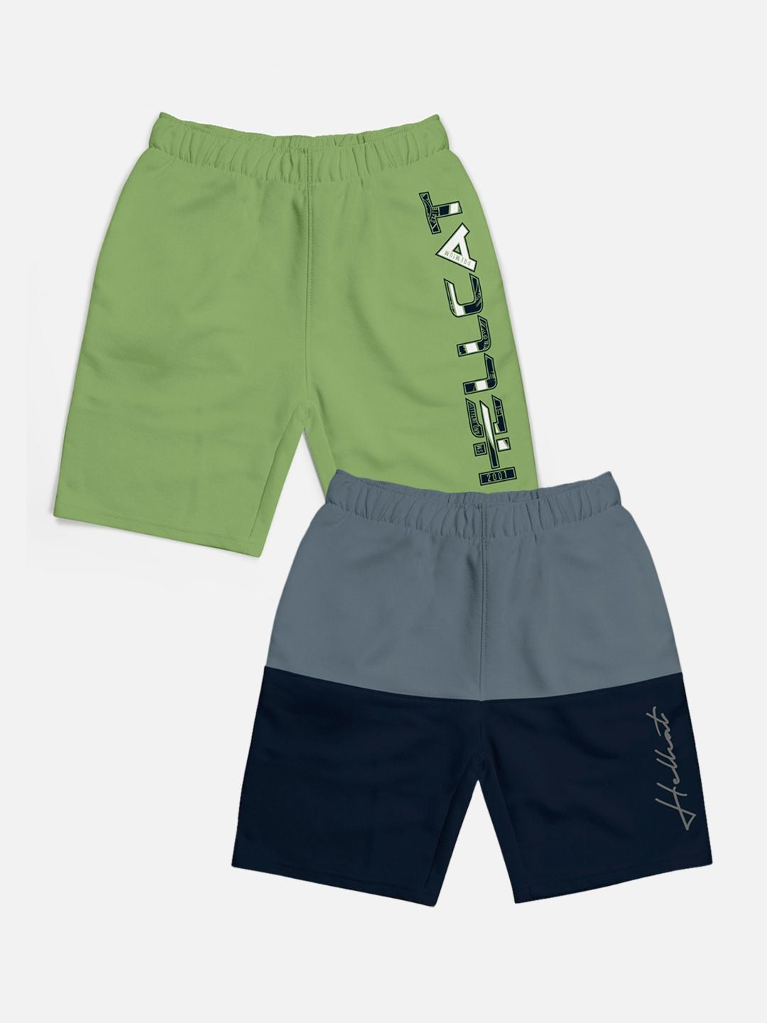 HELLCAT Boys Pack Of 2 Typography Printed Cotton Shorts