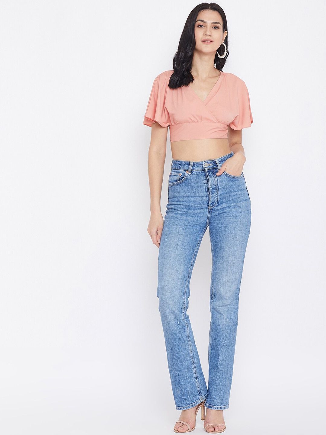 Berrylush Women Pink Solid Wrap Top