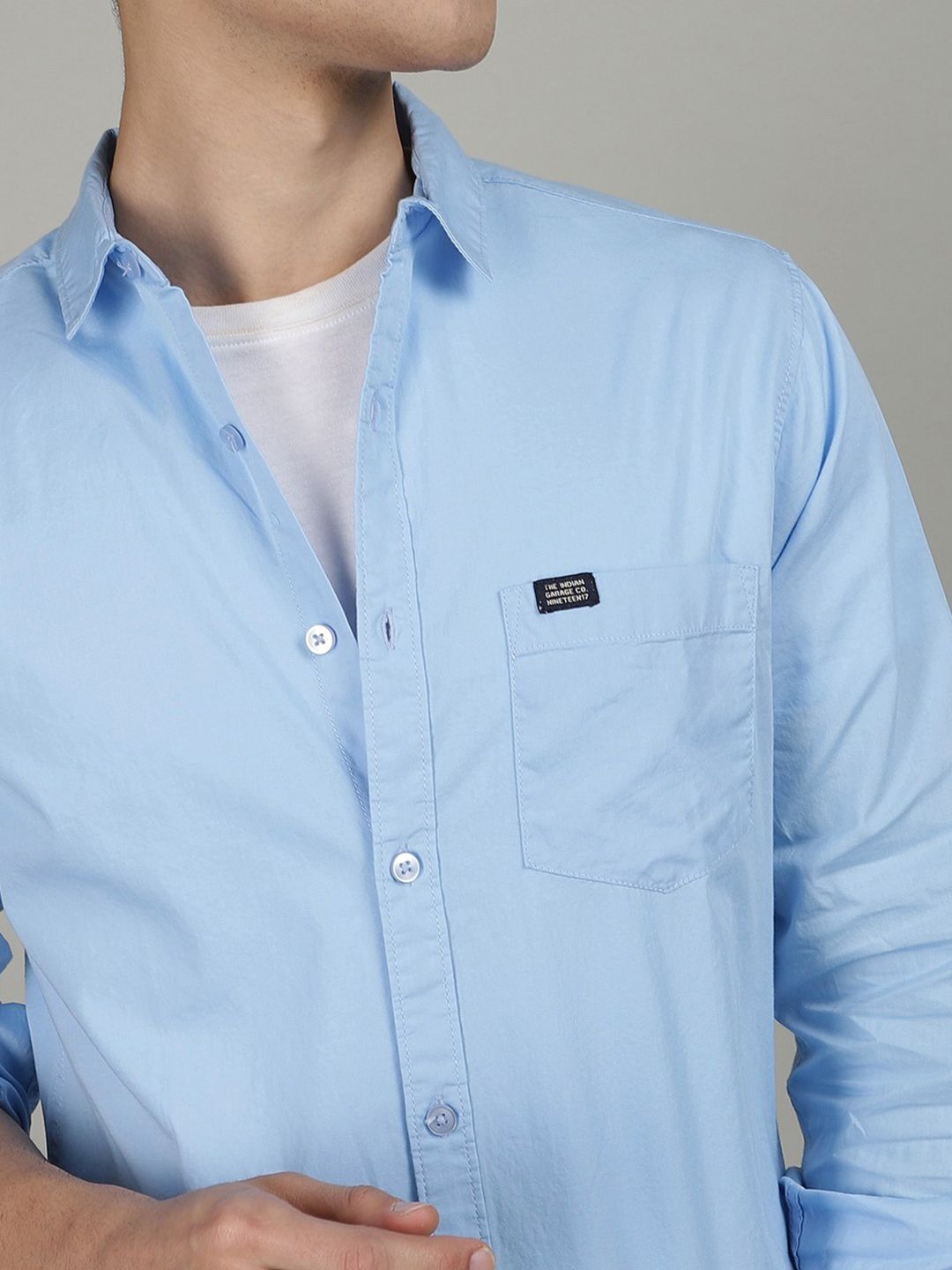 The Indian Garage Co Men Blue Comfort Cotton Casual Shirt