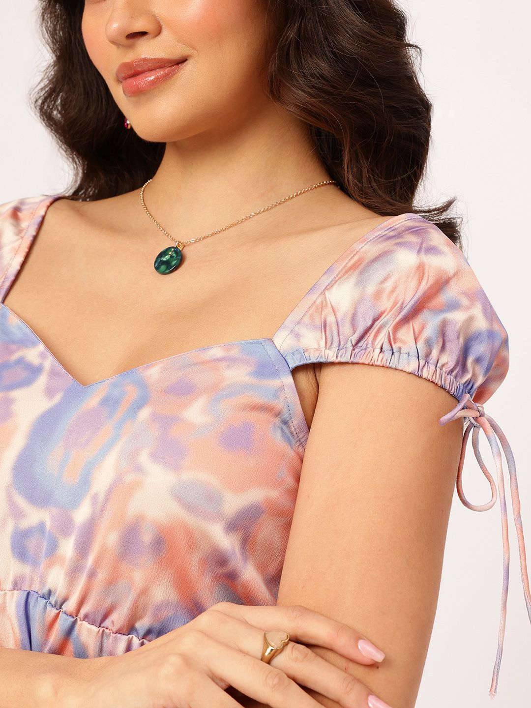 DressBerry Floral Printed Satin Finish Mini Dress
