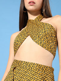 Berrylush Women Bright Yellow Animal Printed Dress