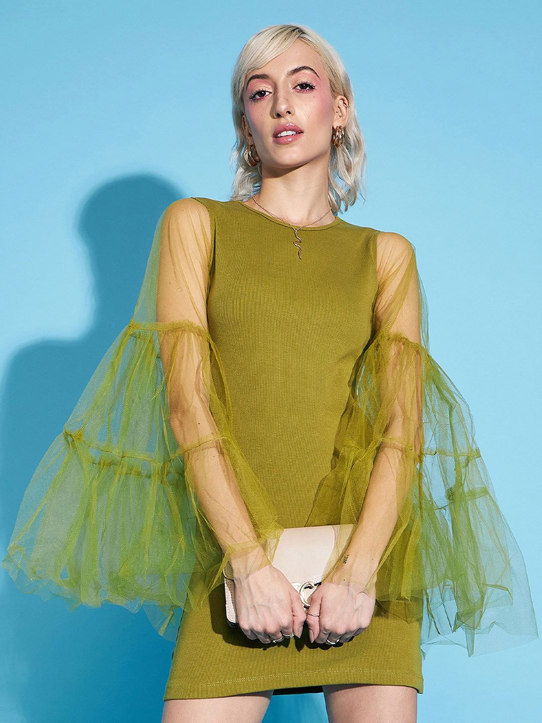 Sassafras Green Sleeve Gaun Sarung Bersih Bersih