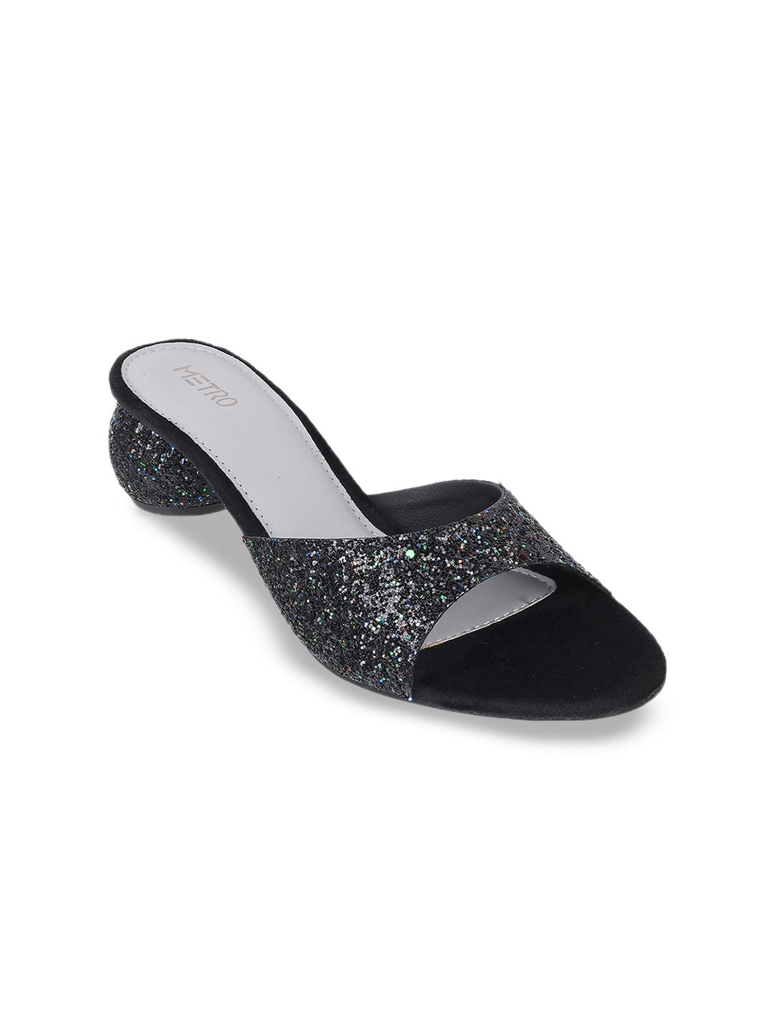 Metro Embellished Open Toe Block Heels