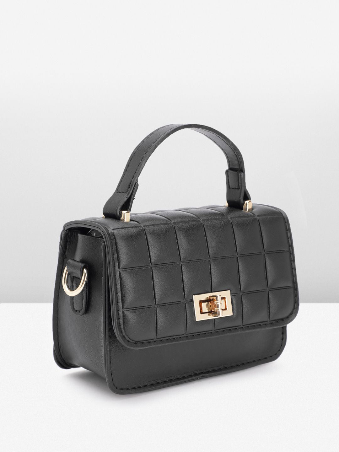 DressBerry Quilted Structured Satchel Bag