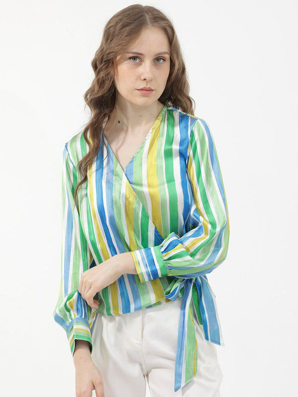 RAREISM Striped V-Neck Shirt Style Top