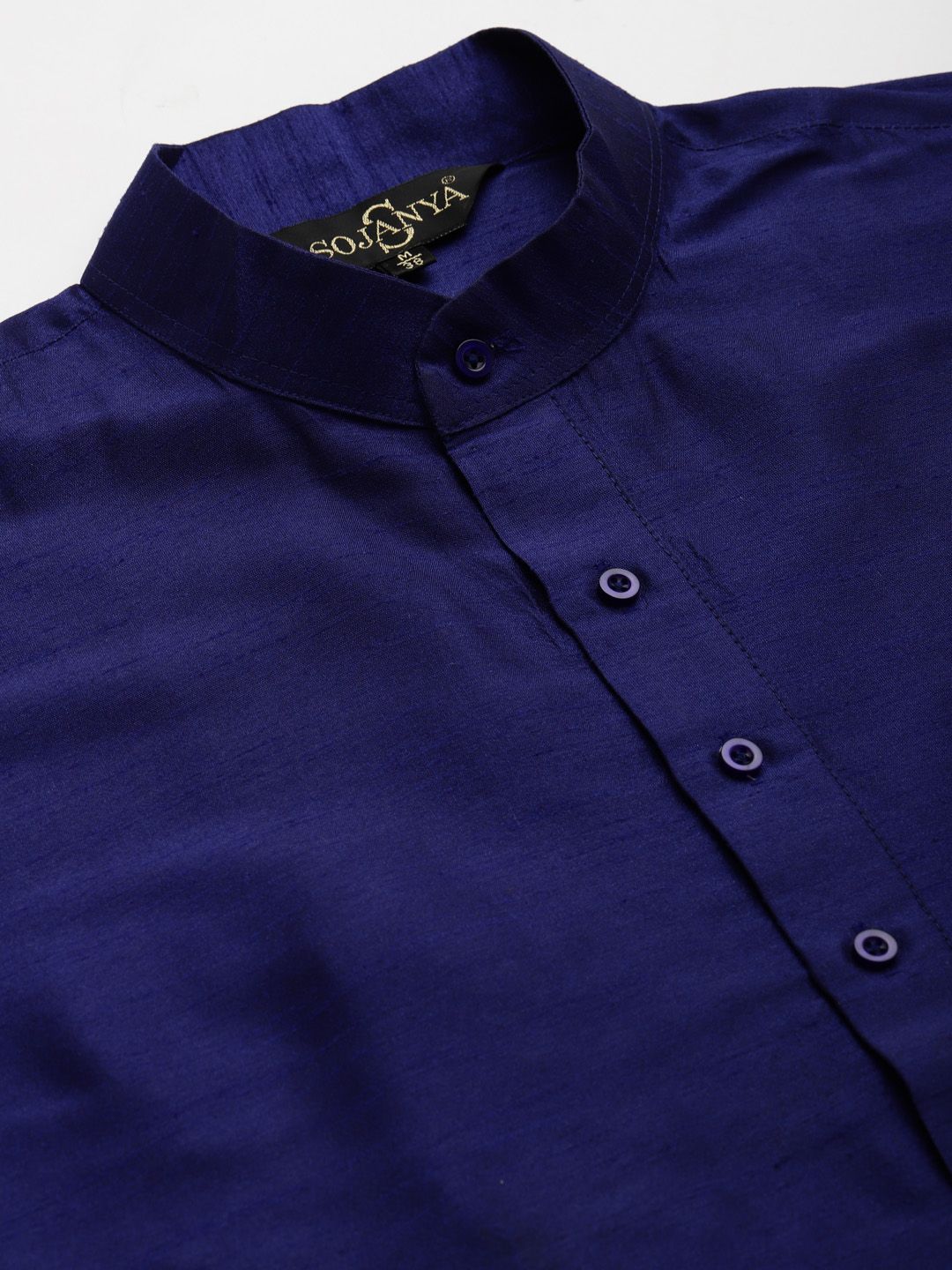 SOJANYA Men Navy Blue Solid Kurta with Churidar & Nehru Jacket