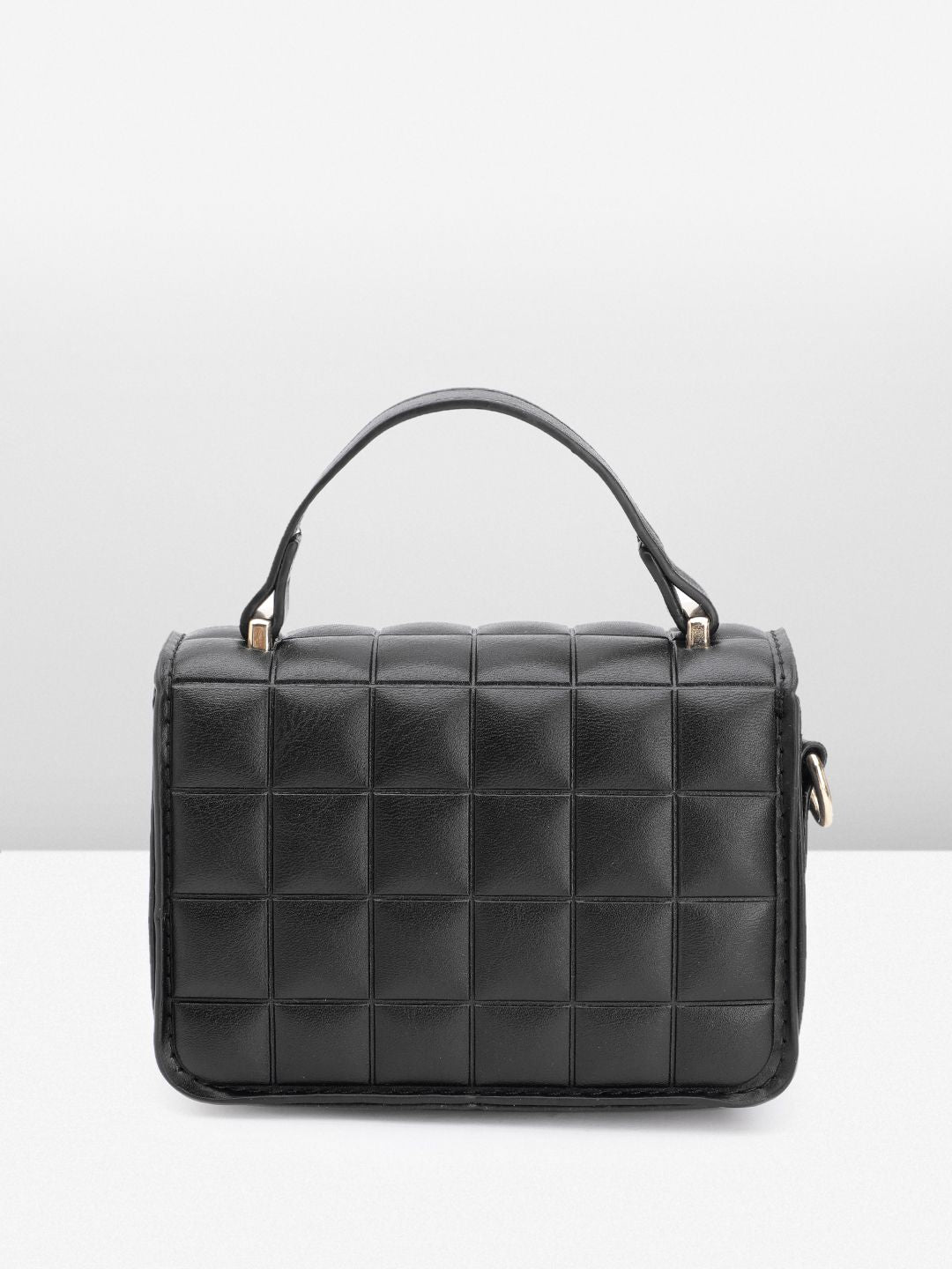 DressBerry Quilted Structured Satchel Bag