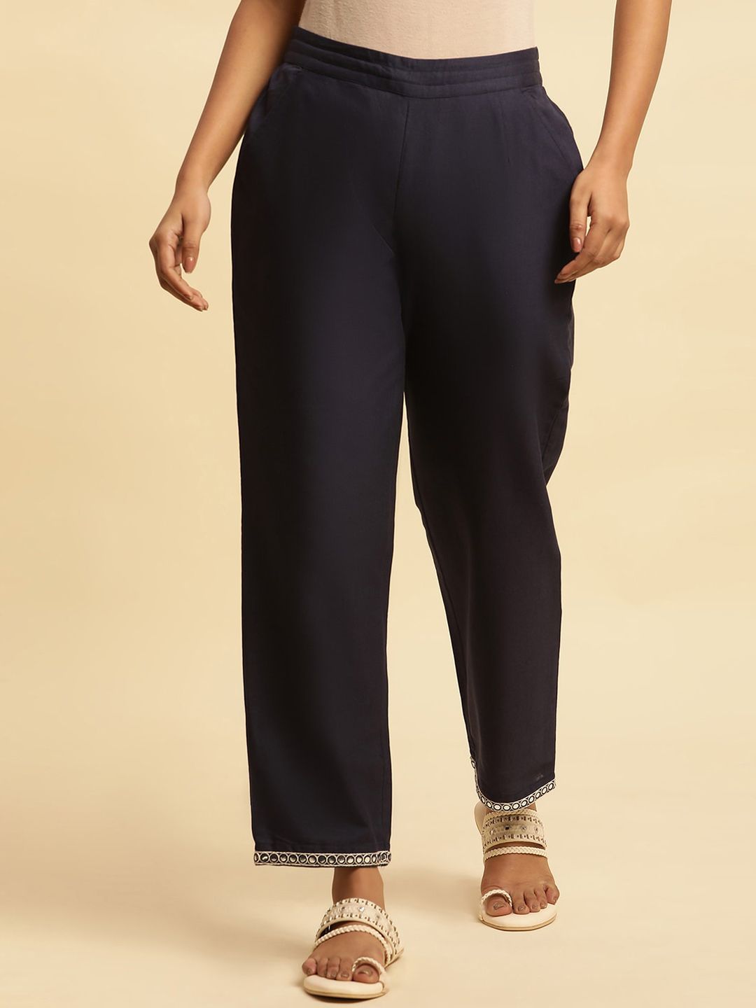 W Women Mid-Rise Ethnic Parallel Trousers
