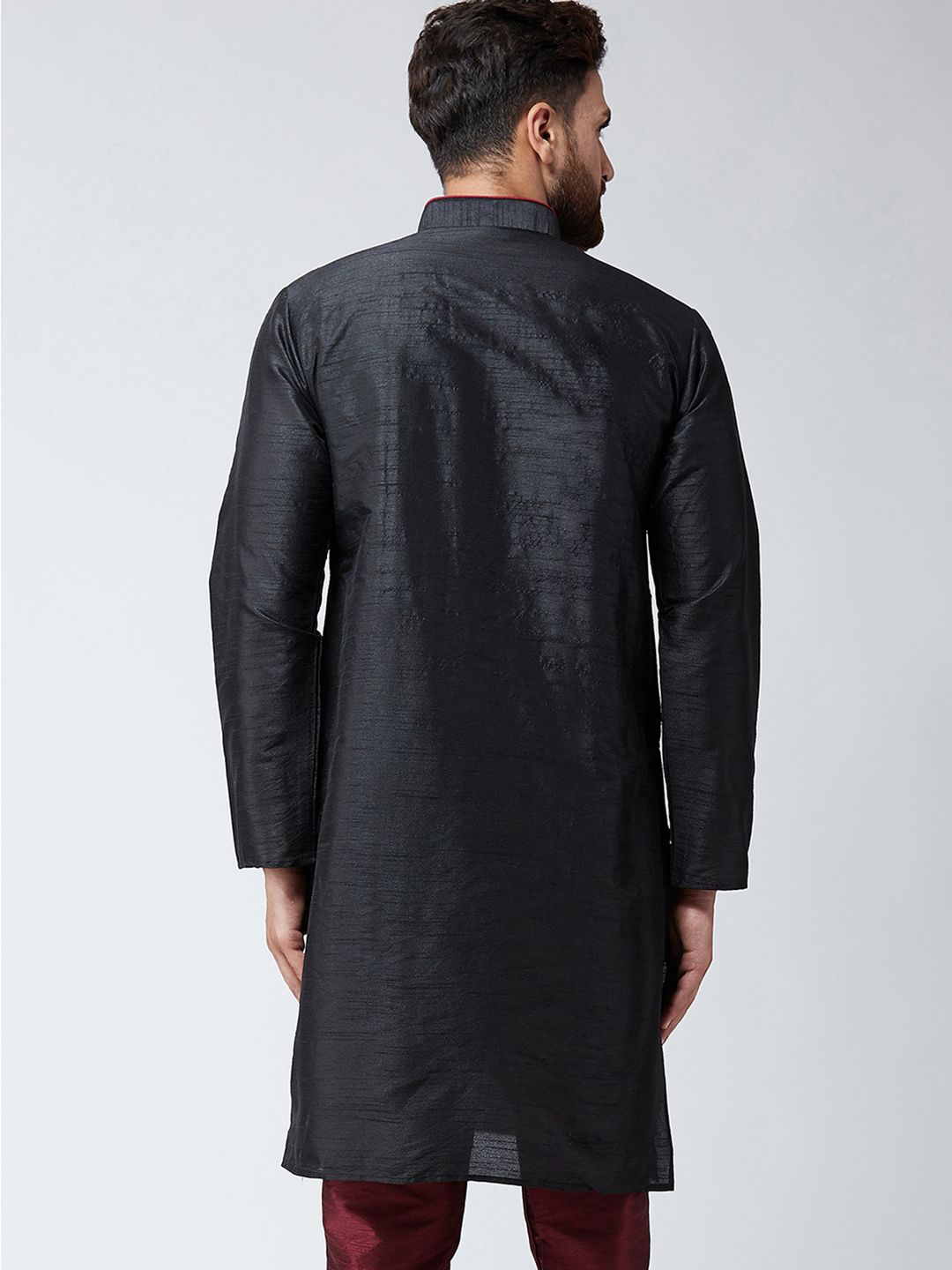 SOJANYA Lelaki Black Woven Design Straight Kurta