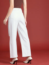 all about you Women Straight Fit High-Rise Slash Knee Stretchable Jeans