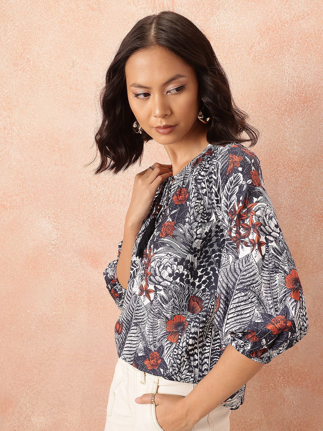 all about you Tropical Print Top