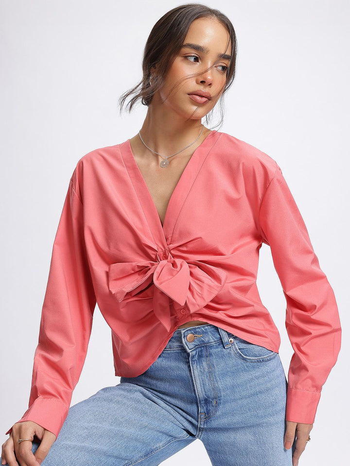 DressBerry Twist Pleat Front Knot Top