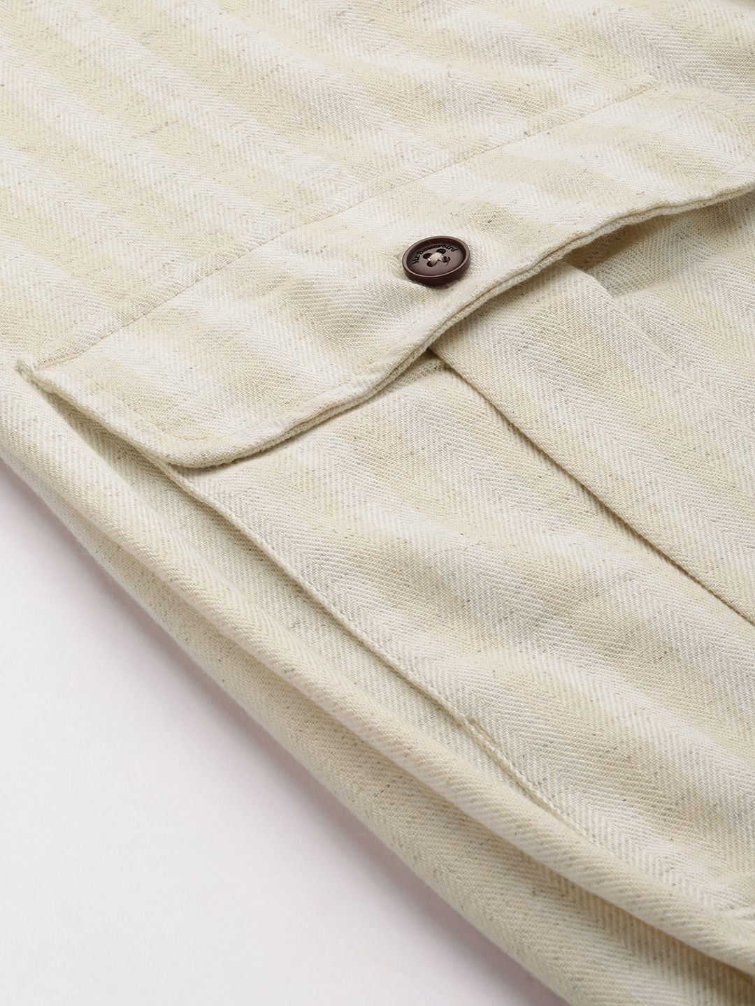 Mr Bowerbird Men Beige Off White Striped Tailored Jacket