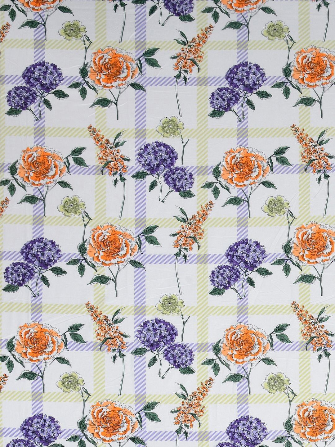 BOMBAY DYEING Florentine White Floral Pure Cotton 144TC Queen Bedsheet Set 2.28 m X 2.54m