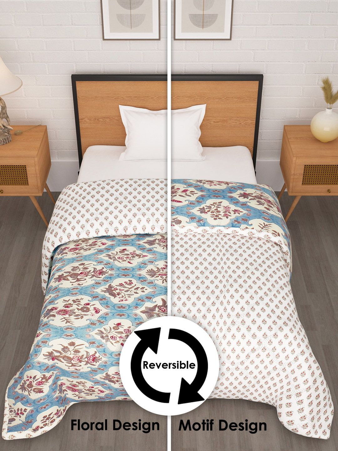 Story@home Floral Printed Ac Room 180 GSM Reversible Single Bed Comforter