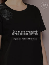 DILLINGER Women Boxy Regular Embroidery Crew Neck Tshirt