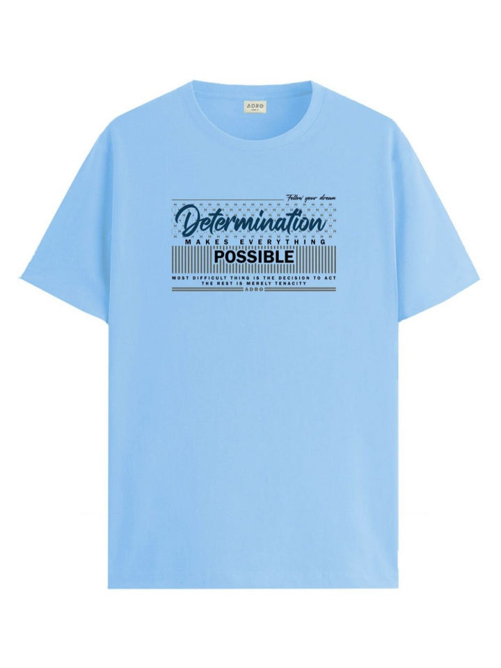 ADRO Typography Printed Round Neck Cotton T-shirt