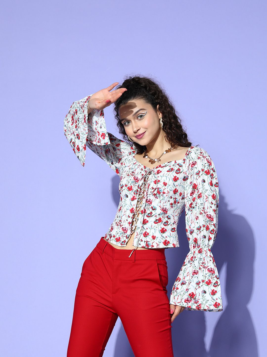 Berrylush Putih & Merah Cetak Putar Kekasih