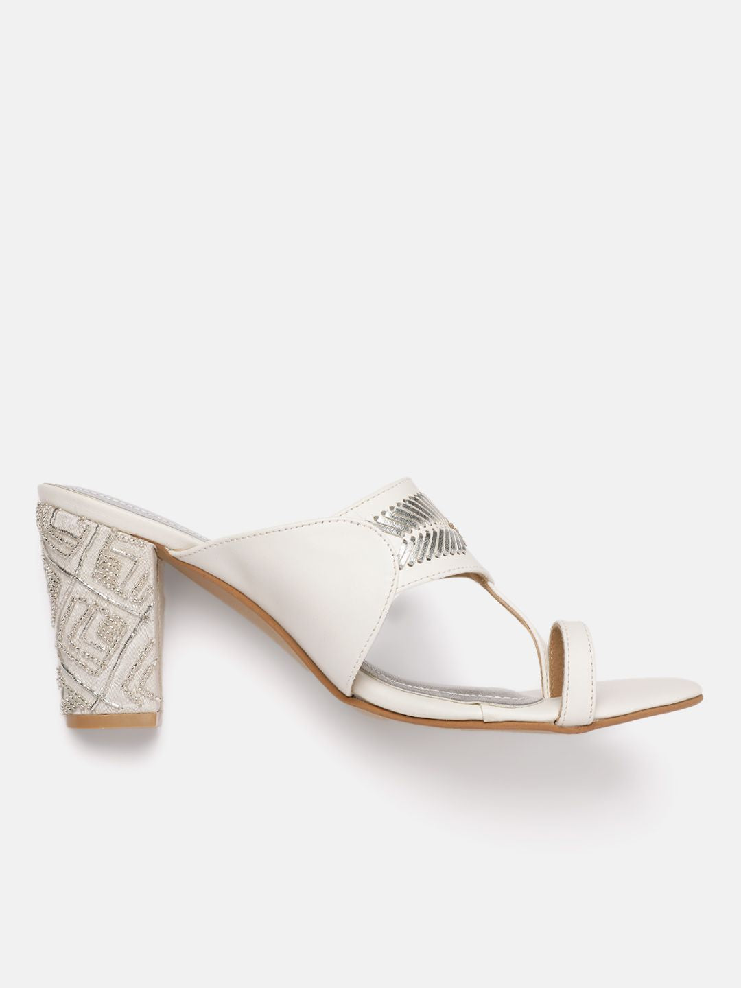 House of Pataudi Sequined Open Toe Block Sandals