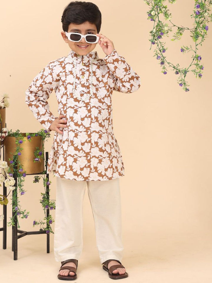 Cutiekins Boys Floral Printed Regular Kurta Sets