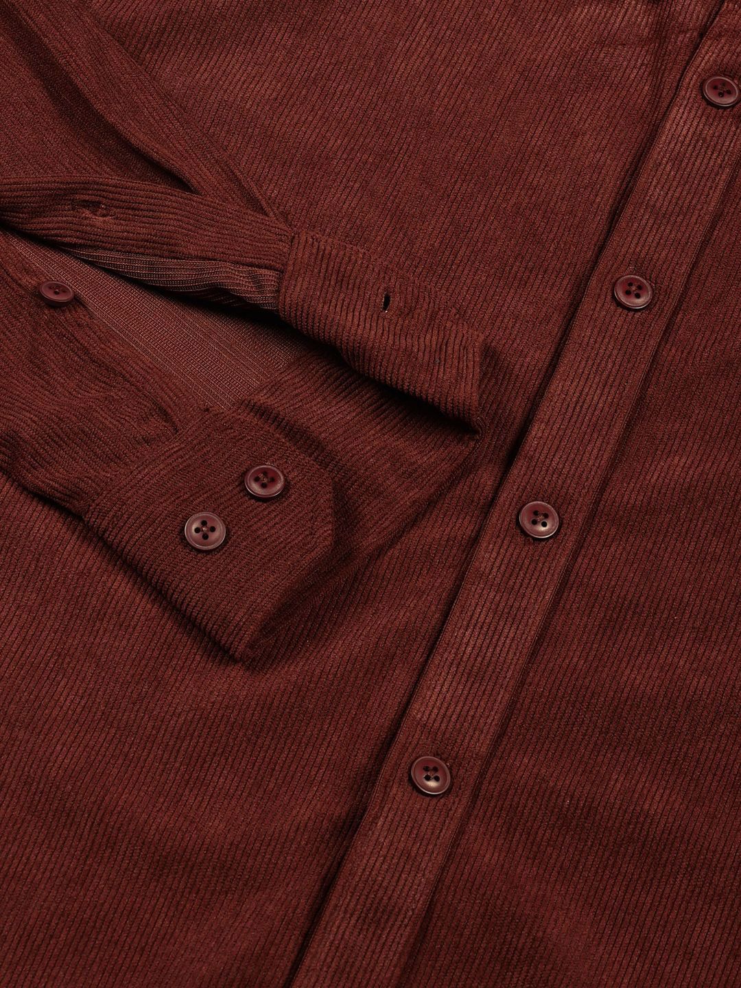 Thomas Scott Men Premium Textured Corduroy Slim Fit Button-Down Collar Casual Shirt