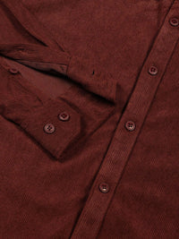 Thomas Scott Men Premium Textured Corduroy Slim Fit Button-Down Collar Casual Shirt