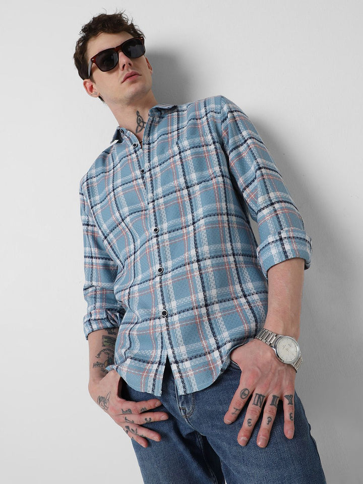VASTRADO Men Classic Slim Fit Checked Casual Shirt
