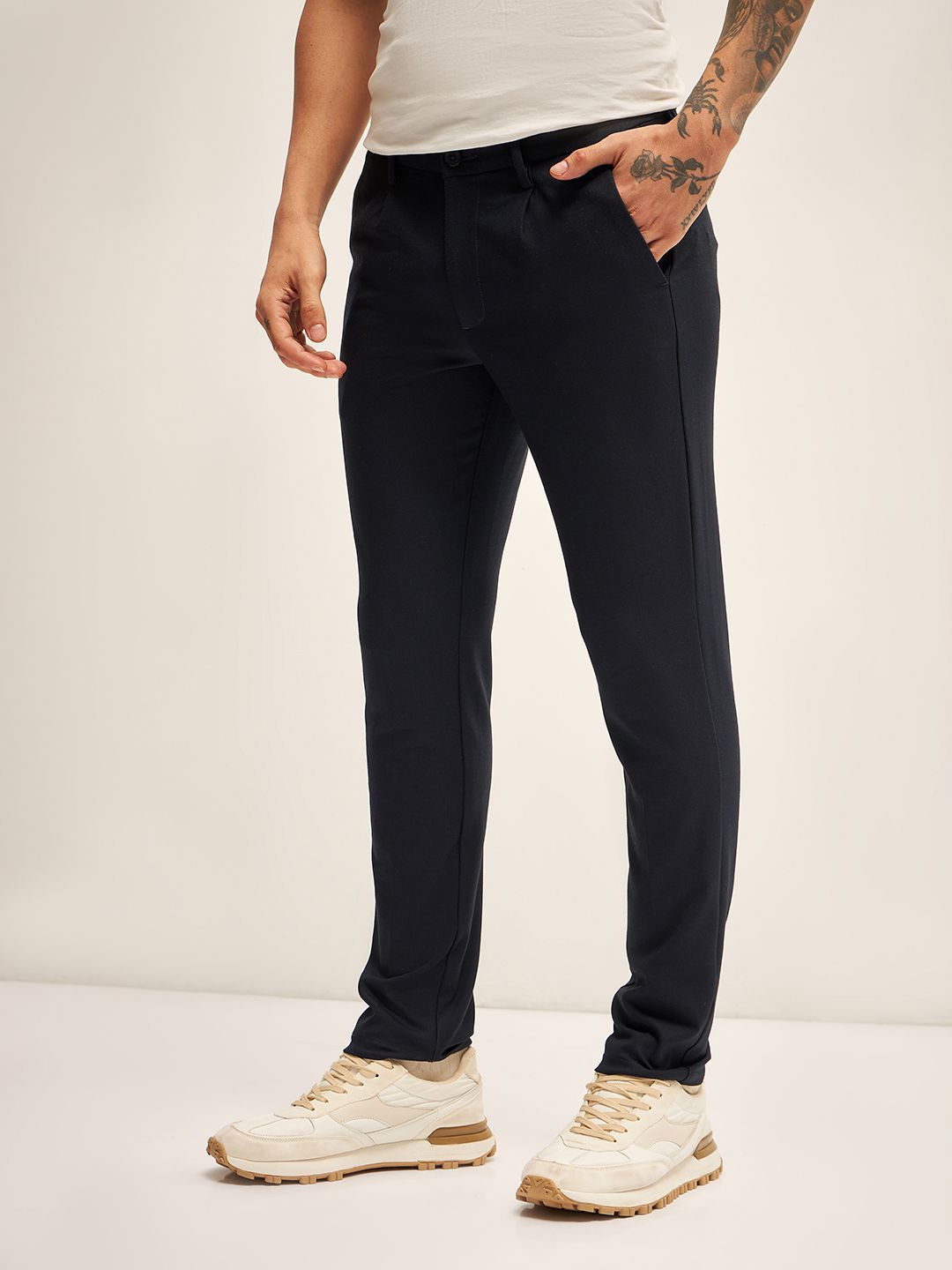 THE BEAR HOUSE Men Slim Fit Chinos Trousers