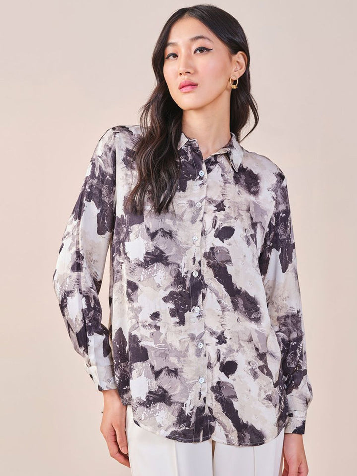 AND Women Floral Print Long Sleeve Shirt Style Top