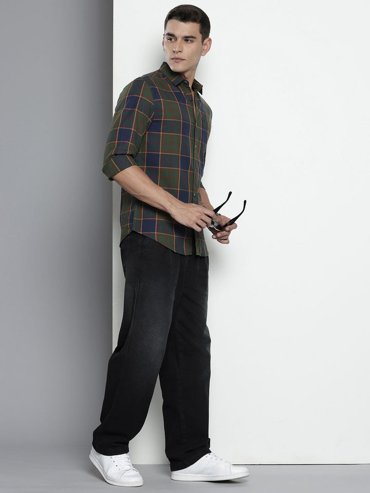 The Indian Garage Co Pure Cotton Slim Fit Opaque Checked Casual Shirt
