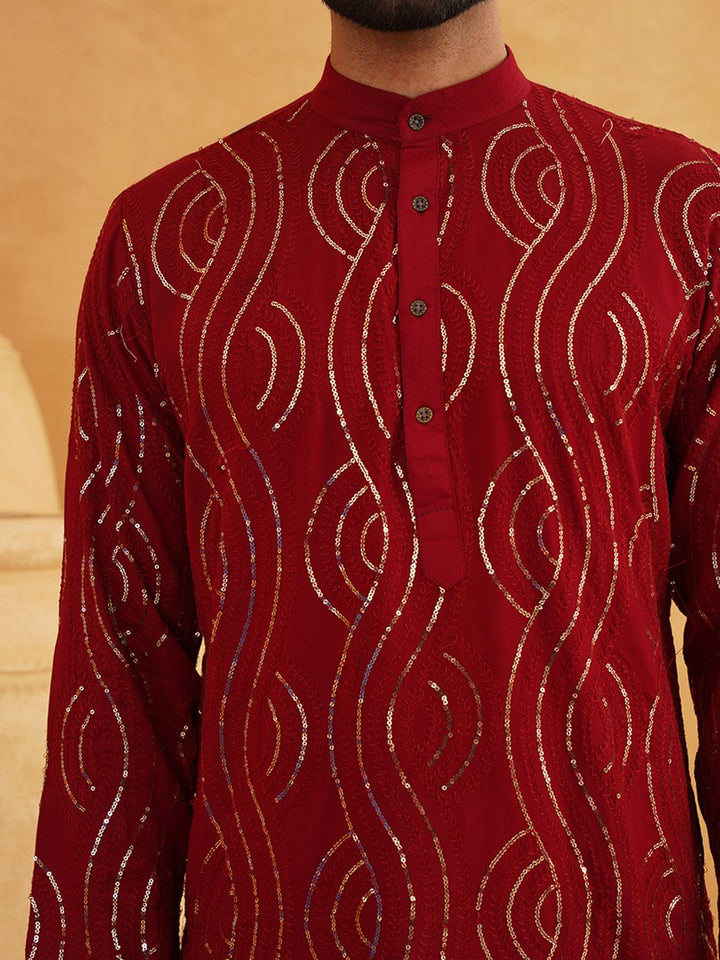 SOJANYA Sequinned Pure Cotton Kurta with Churidar