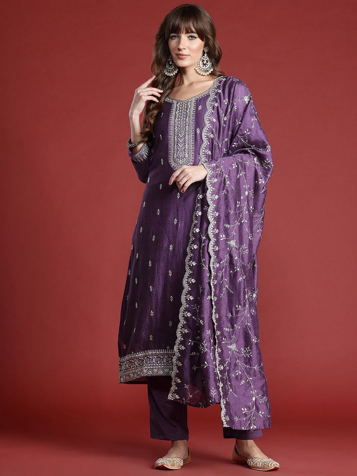 Indo Era Women Ethnic Motifs Embroidered Sequinned Kurta with Trousers & Dupatta