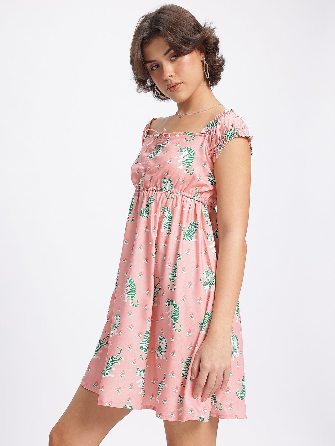 DressBerry Tiger Graphic Print Knee Length Dress