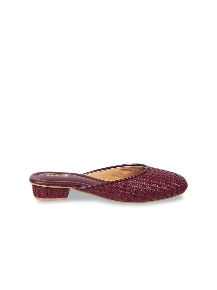 Mochi Woven Design Block Mules With Open Back