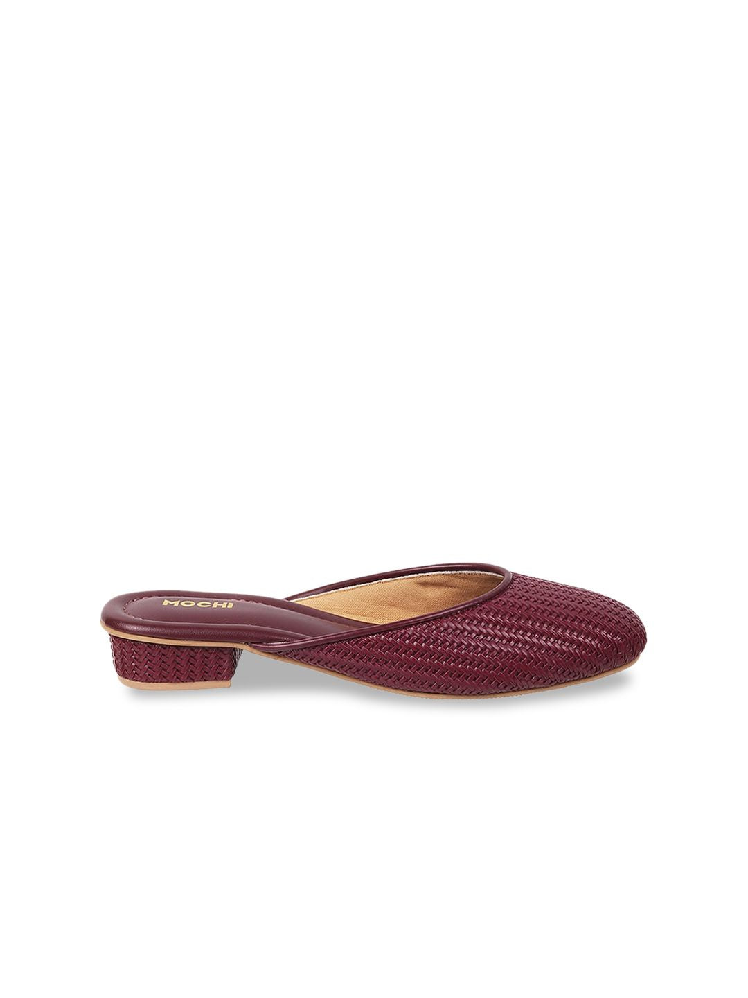 Mochi Woven Design Block Mules With Open Back