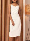 DressBerry Chic High Slit Glamour Shoulder Straps Sheath Dress