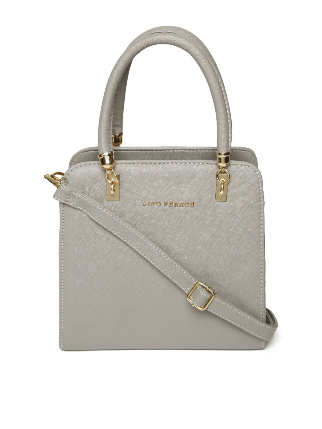 Lino Perros Grey Solid Handheld Bag with Sling Bag