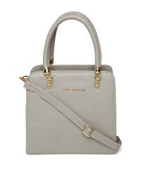Lino Perros Grey Solid Handheld Bag with Sling Bag
