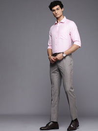 Raymond Men Grey Striped Slim Fit Formal Trousers