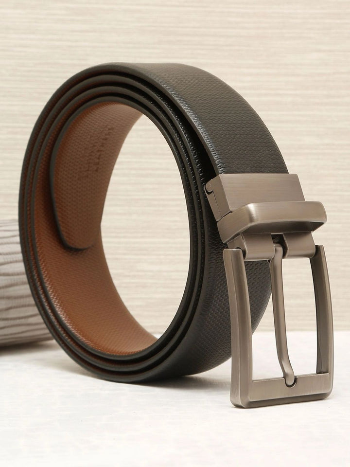 Teakwood Leathers Men Textured Leather Reversible Belt