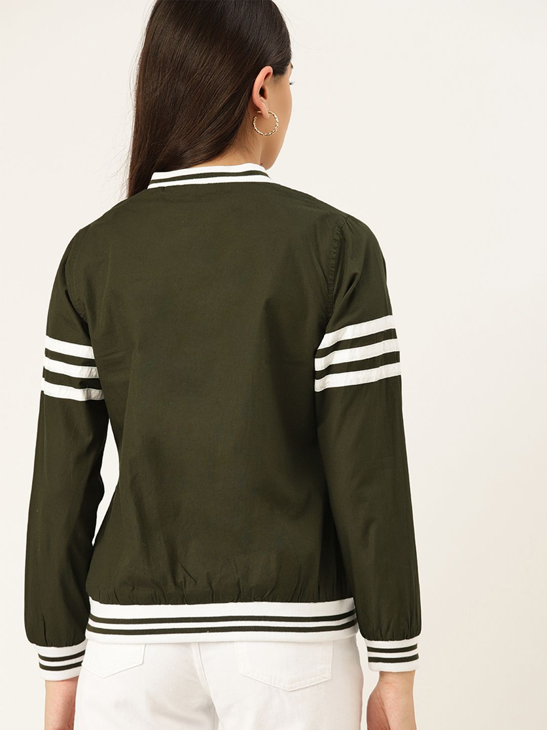 DressBerry Women Olive Green Bomber Jacket