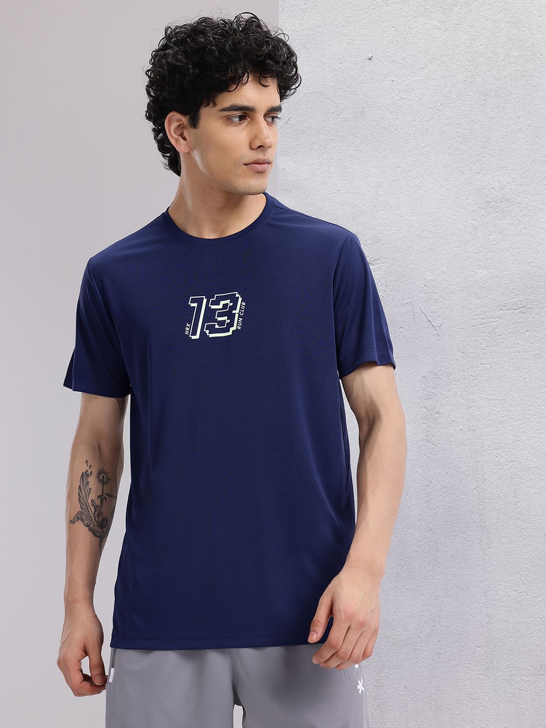 HRX by Hrithik Roshan Rapid-Dry Typography Print Indigo Running T-shirt