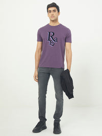 RARE RABBIT Men Cero Typography Printed Slim Fit Cotton T-Shirt