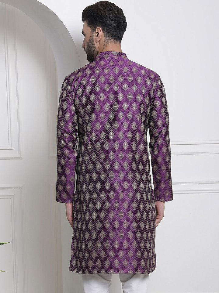 SOJANYA Ethnic Motifs Woven Design Mandarin Collar Jacquard Kurta