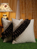 HOSTA HOMES Off White & Brown 2 Pieces Embellished Square Cushion Covers