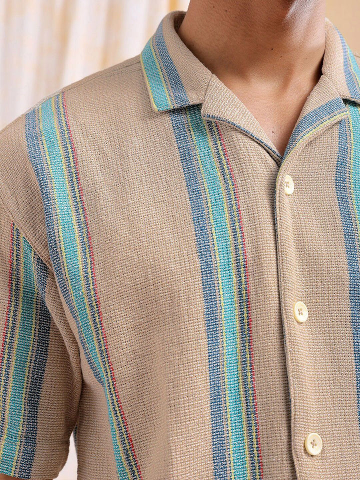 The Indian Garage Co Men Relaxed Fit Striped Resortwear Shirt