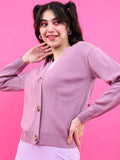 Tokyo Talkies Women Mauve Cardigan Sweater